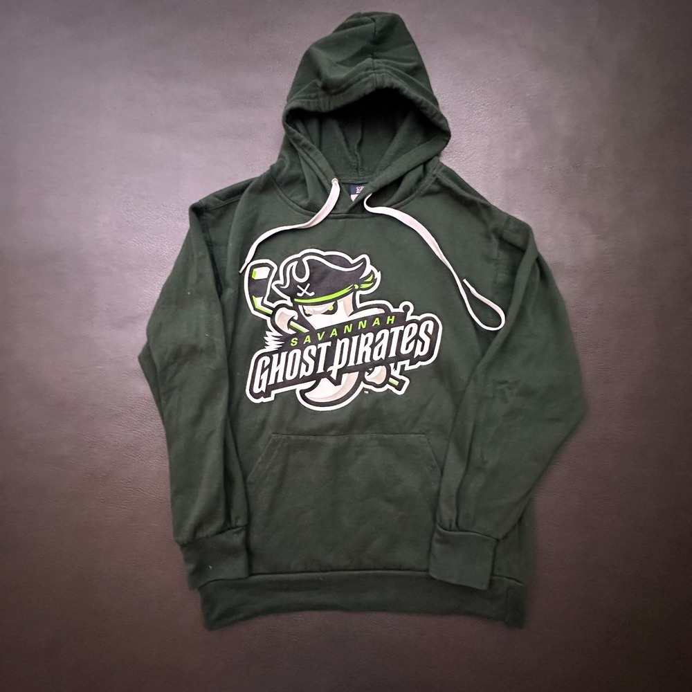 Savannah Ghost Pirates Hoodie Mens Medium Green ECHL Hockey Pullover Sweatshirt